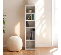 Étagère pour CD et DVD MELODIE en bois avec 5 étagères, 21 x 88 x 20 cm, Semi-modulable, Coloris béton