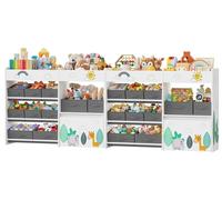 Étagère pour chambre d'enfant - Bibliothèque en bois, étagère à jouets - 10 boîtes de rangement - Autoportante - Pour chambre à coucher et garderie - Blanche