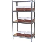 Étagère pour charges lourdes MENDLER HWC-D67, 160x80x40cm, charge 320kg + 6x panier de rangement MENDLER HWC-C21 zingué Gris G