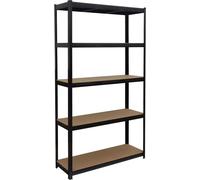 Étagère pour charges lourdes Relaxdays, H x l x P : 200 x 120 x 40 cm, 875 kg, 5 niveaux, étagère de rangement pour cave, à assembler, noir/marron
