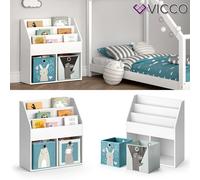 Bibliothèque enfant Vicco Luigi Blanc 72x79cm avec 2 boxes pliants opt.6, Model 36218