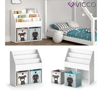 Bibliothèque enfant Vicco Luigi Blanc 72x79cm avec 2 boxes pliants opt.4, Model 36215