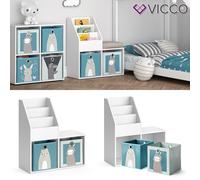 Bibliothèque enfant Vicco Luigi Blanc 30.9x79cm Mini, avec 2 boîtes pliantes opt.6, Model 36225