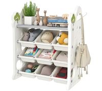 Étagère pour enfants AIYAPLAY : étagère à jouets à 4 niveaux avec 9 bacs amovibles