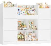 Étagère pour enfants avec 12 compartiments, bibliothèque pour enfants, rangement pour jouets, meuble pour chambre d'enfant avec 6 portes, étagère à jouets de style Montessori, dimensions : 140 x 30 x
