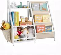 Etagère pour enfants avec rangement de jouets et bibliothèque pour jeunes enfants - Etagère pour chambre d'enfant avec compartiments en tissu & poche latérale - Idéal pour salle de jeux, jardin d'enfa