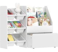 Étagère pour enfants, bibliothèque avec 6 boîtes de rangement amovibles, étagères pour livres, boîte mobile, étagère à jouets sur roulettes pour chambre d'enfant, salle de jeux, 100x30x80 cm, blanc