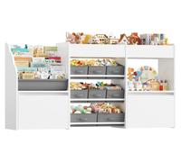 Étagère pour enfants - Bibliothèque sur roulettes - 8 bacs de rangement - Bois - Pour chambre d'enfant - Blanc
