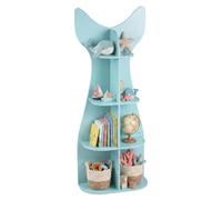 Étagère pour enfants COSTWAY en forme de queue de poisson, étagère en bois à 4 niveaux avec 8 compartiments ouverts, étagère à jouets Montessori, étagère pour chambre d'enfant, bleue