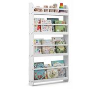 Étagère pour enfants COSTWAY, étagère pour enfants à 4 tablettes, étagère murale en bois pour jouets et livres, étagère de rangement, 56 x 12 x 107 cm, blanche