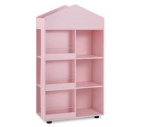 Étagère pour enfants COSTWAY, étagère pour enfants à 6 compartiments (3 compartiments latéraux et un compartiment supérieur), étagère à jouets Montessori, étagère à livres pour enfants, 64 x 30 x 116 