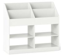 Étagère pour enfants COSTWAY, étagère pour enfants avec 4 tablettes et 4 compartiments ouverts, étagère Montessori pour livres d'enfants, rangement pour jouets, 90 x 34 x 80 cm, blanc