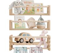 Étagère pour enfants - Étagère murale en bois - Lot de 3 - 40 cm - Suspendue - Style Montessori - Pour livres et jouets - Violet foncé