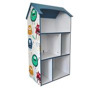 Étagère pour enfants GINGER HOME – Maisonnette MONSTER, bleue, pour ranger les jouets et les livres