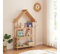 Bibliothèque à 3 niveaux pour enfant Hamarøy en forme de cabane bambou 137 x 90 x 30 cm naturel