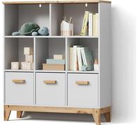 Livinity Étagère pour Enfants Mailo, Blanc/Artisan, 98.4x113.4cm XL avec 3 tiroirssolution de Stockage Universelle