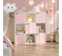 Étagère pour enfants 'Ljunshund' avec 9 compartiments cube 90 x 90 x 30 cm blanc / rose