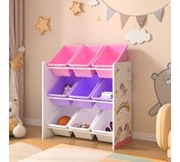 Étagère pour enfants 'Muxía' avec 9 bacs de rangement Motif licorne 60 x 62 x 26,5 cm
