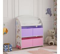 Étagère pour enfants « Orust » avec 4 bacs de rangement à motif licorne