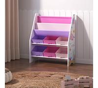 Étagère pour enfants 'Ponteceso' avec 2 étagères et 6 boîtes pliantes motif océan 74 x 62 x 26,5 cm