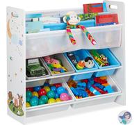 Étagère pour enfants Relaxdays, 6 boîtes, 4 compartiments en tissu, motif « feu de camp » pour enfants, étagère à jouets H x l x P : 78 x 86 x 26,5 cm, multicolore