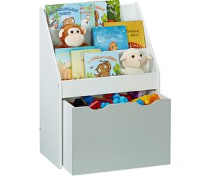 Étagère pour enfants Relaxdays avec 3 compartiments, caisson à roulettes, dimensions : 70 x 50,5 x 28 cm, étagère étroite pour jouets, blanc/gris