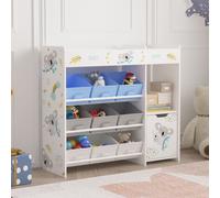 Étagère pour enfants 'Søndreland' avec une porte d'armoire et 9 boîtes pliantes 80 x 90 x 30 cm avec motif koala