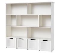 Étagère pour enfants SucceBuy en bois avec espace de rangement, bibliothèque avec 4 tiroirs amovibles, armoire de rangement pour jouets, adaptée à la chambre à coucher, la chambre d'enfant et le salon