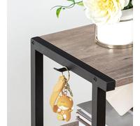 Étagère pour imprimante à 3 niveaux, chariot avec roues et pieds verrouillables, avec 2 crochets, 42 x 28 x 64 cm, design industriel, pour bureau, salon, cuisine, gris et noir