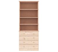 Étagère pour livres - Brun - Bibliothèque moderne - avec tiroirs ALTA 77x35x186,5cm bois massif de pin B1709