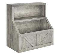 Étagère pour livres et jouets pour enfants - Étagère en bois à 2 niveaux pour tout-petits - Grands compartiments - 2 étagères - Organisateur gain de place pour chambre de jeu et chambre d'enfant - Gri