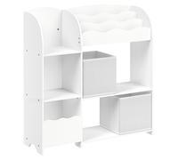 Étagère pour livres pour enfants avec 2 compartiments – Rangement – Panneau de particules – 30 x 93 x 100 cm – Blanc nuage