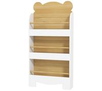 Étagère pour livres pour enfants, avec 3 niveaux | Couleur : Blanc et marron | Dimensions : 55 x 15 x 110 cm