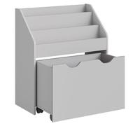Étagère pour livres pour enfants, couleur gris colombe – Étagère de rangement – MDF/panneau de particules – Anti-basculement – 29,5 x 62,5 x 70 cm