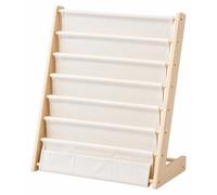 Étagère pour livres pour enfants - Rangement à livres sur pied, 7 niveaux - Compartiments inclinés pour livres - Étagère de rangement en bois - Blanche