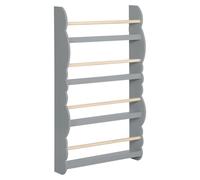 Étagère pour livres pour enfants - Rangement pour livres pour enfants - 4 étagères - Bois - À fixer au mur - Modèle grand format - Gris - 42,5 x 80 x 14 cm