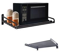 Étagère pour micro-ondes, à fixer au mur, solution de rangement durable, noire, à un niveau