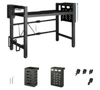 Étagère pour micro-ondes, design à 3 niveaux, organisateur multifonctionnel, 1 niveau, longueur 38-64 cm, couleur noire