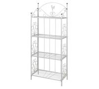 vidaXL Étagère escalier pour plantes - Carrée en métal - 4 niveaux - Blanc - Design contemporain