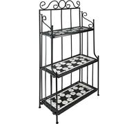 Etagère pour plantes mosaïque 3 niveaux - noir/blanc