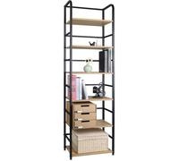 WOLTU Étagère Rangement à 6 Niveaux, Bibliothèque, Meuble Étagère, Cadre en Métal, pour Salon Chambre Bureau, 50x30x176cm, Chêne Clair + Noir, RGB11hei