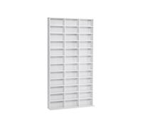 HomCom Étagère de rangement CD/DVD 1116 CD/528 DVD 36 compartiments réglables 102×23,5×195 cm Blanc