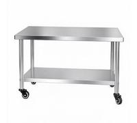 Etagere Rangement Cuisine Acier Inoxydable Hauteur d'étagère Réglable | Étagère Metallique 4 Roulettes Épaisseur Panneau 40mm 2 Niveaux, Garage Bureau Restaurants(28.35" H,31.50x15.75in)