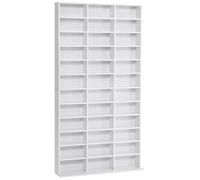HOMCOM Rangements pour CD et DVD 1116 CD/528 DVD 102 x 23,5 x 195 cm Blanc | Étagère Rangement, Capacité Max. 1116 CD/528 DVD, Étagères Réglables, pour Bureau Salon Chambre