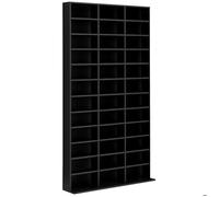 HomCom Étagère Rangement CD/DVD 1116 CD 36 compartiments réglables Noir 102x23,5x195 cm