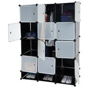 Etagère rangement Sydney système emboîtable 8 compartiments à 37x37x47cm noir