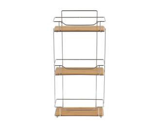 Etagere Rectangulaire A Poser Ou A Fixer/3 Niveaux Bambou - Chrome/bambou - TENDANCE