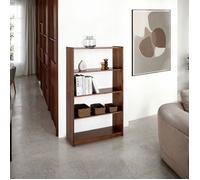 Etagère REGALE H 136 cm rangement sur pied avec 5 niveaux, en bois massif coloris châtaignier