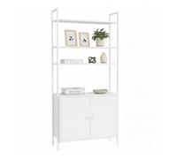 Étagère Relaxdays, H x L x P : 159,5 x 60 x 24 cm, 6 Compartiments, Meuble de Rangement, MDF et métal, Blanche