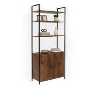 Étagère Relaxdays, H x L x P : 159,5 x 60 x 24 cm, 6 Niveaux, étagère avec Rangement, MDF, métal, sur Pied, Marron/Noir